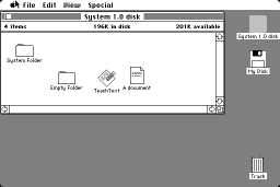 Il desktop del Macintosh 128k Il desktop del Macintosh 128k